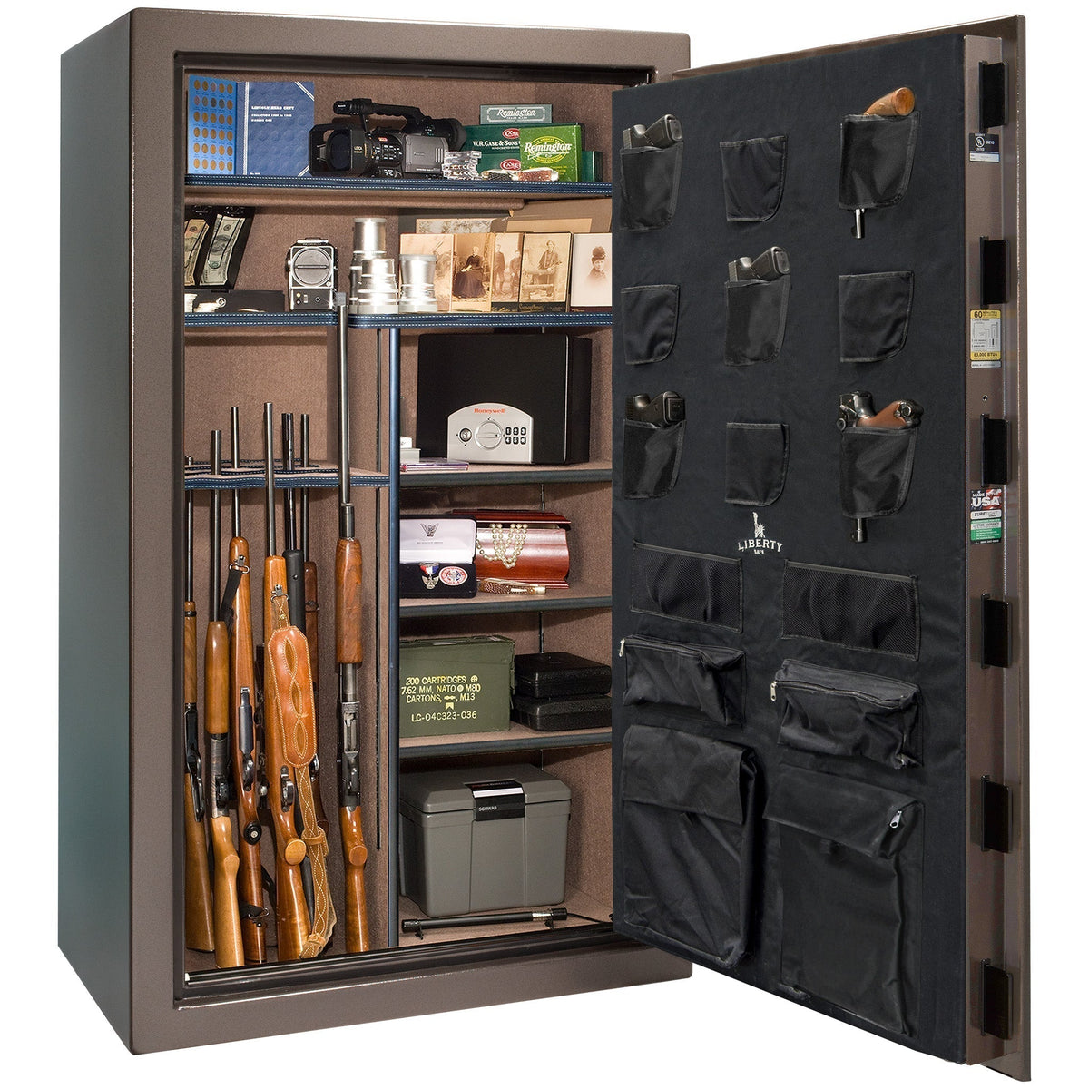 USA 50 Textured Bronze | Dimensions: 72.5"(H) x 42"(W) x 27.5"(D) | 60 Minute Fire Protection | Electronic Lock | Level 3 Security - Open Door